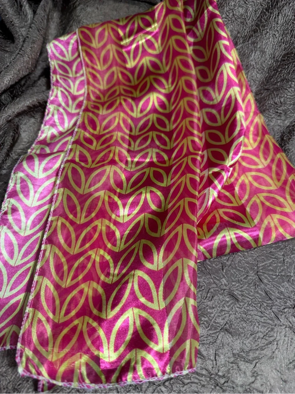 Pink and Gold Geometric Satin Scarf